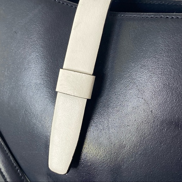 Preston & York Navy Blue & White Silvertone Chain Handle Handbag Purse - Picture 6 of 9